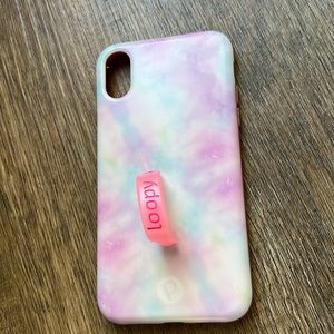 Tie dye loopy XR case with pink loop